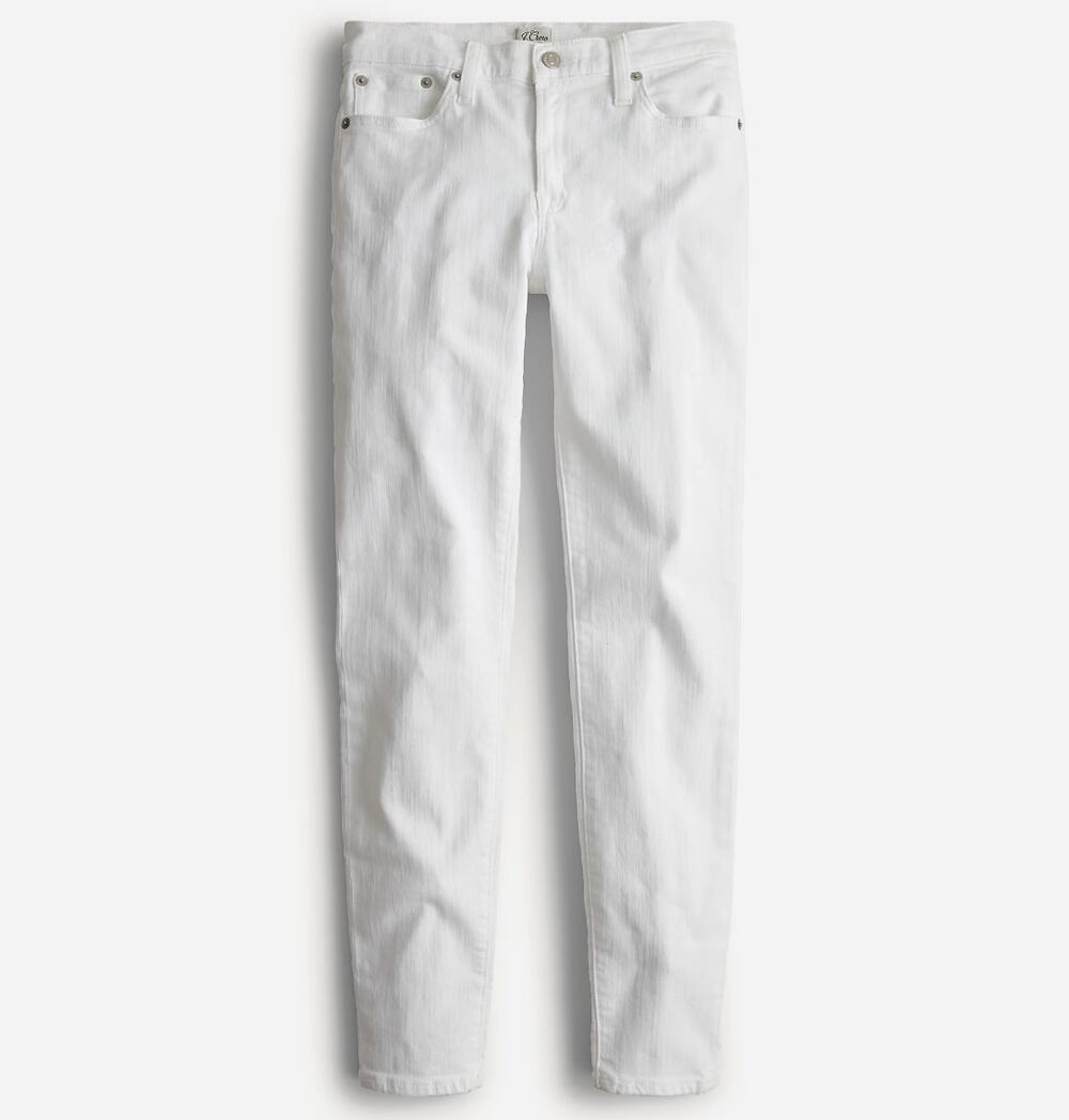 J.Crew 8" Toothpick Jean White Skinny Stretch Classic Denim Womens US 24 NWT